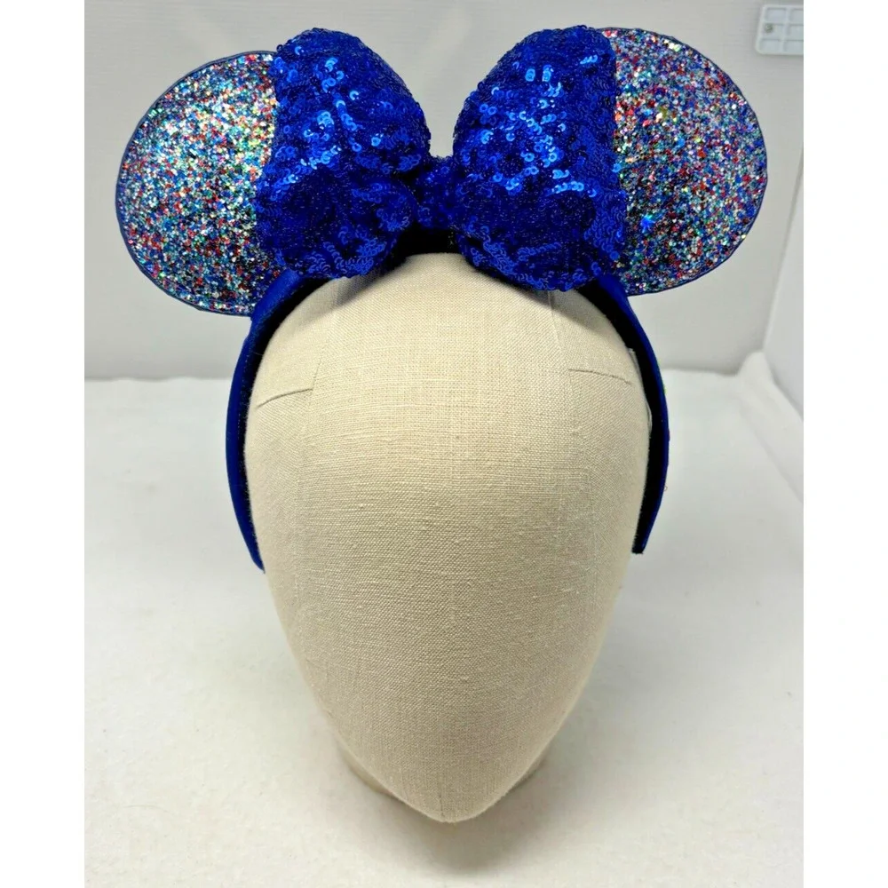 Disney Minnie Ears Headband Sparkle Bow Party‎ Blue Black Gold Orange Lot of 4
